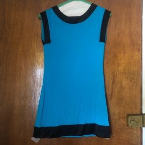 EXPRESS Summer Shift Dress, Size Small Aqua/Black Above the Knee Lunch Dress